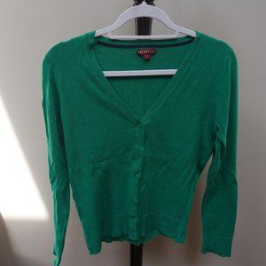 Green V Neck Button Down Sweater